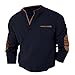 Men's Waffle Sweatshirt Casual Knited Long Sleeve Thermal Stand Collar Pullover Stylish Warm Cozy V Neck Henley Shirts Quilted Knitted Sweatshirts Plus Size Navy
