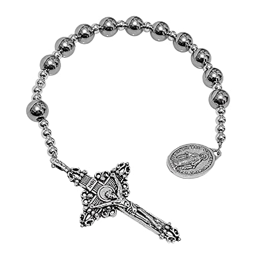 lulucross One Decade Pocket Rosary with Miraculous Medal, Great Catholic Gift for Men and Women (Type 1)