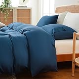 MEISHANG Duvet Cover King Size, 100% Rayon Derived from Bamboo, Luxury Silky Cooling Duvet Cover Set for Hot Sleepers with Zipper Closure and Corner Ties - 3 Piece Set(King, Navy)