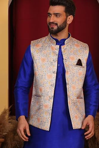 Image of Kurta With Churidar & Multicolor Nehru jacket Set