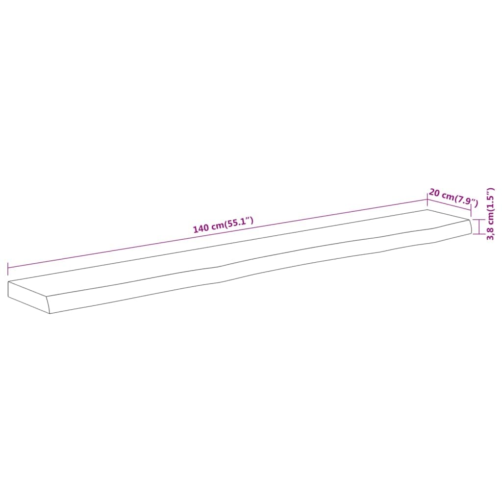 Hothingwell - Estantería de pared rectangular de acacia maciza con borde surtido, estante flotante de madera natural para salón, oficina o dormitorio, almacenamiento decorativo para libros