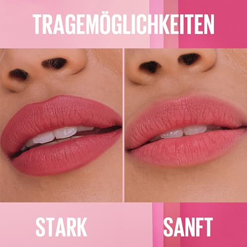 Maybelline New York Serum Lippenstift Matte, Pflegender Lippenstift f&uuml;r 8H Feuchtigkeit mit Hyalurons&auml;ure & &Ouml;len, Weiches Matt-Finish & Satte Farbe, Nr. 002 Maybe It's&hellip;, 4,5g