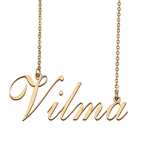 HUAN XUN Custom Personalized Name Necklace in Golden Silver for Women Vilma