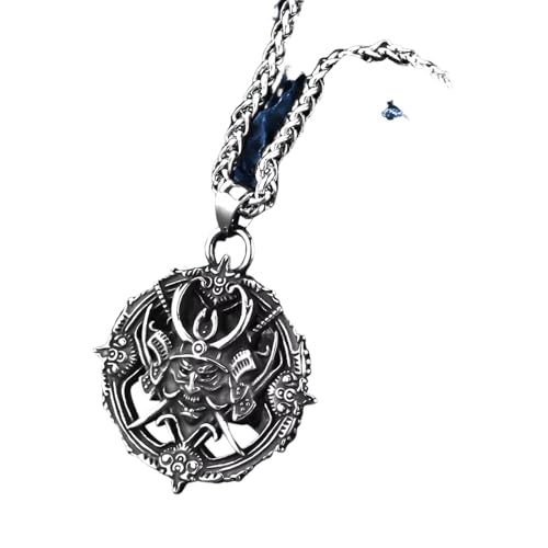 Collier amulette homme en acier inoxydable pendentif vintage japonais