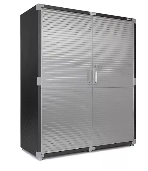 Solid Stainless Steel Lockable Extra Wide MEGA Storage Cabinet, 60"" W x 24"" D x 72"" H (Satin Graphite), X-Large