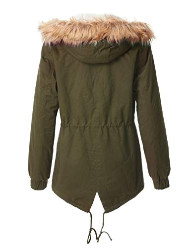 Top Legging Tl Women's Anorak Utility Parka Jacket, Long Military Cargo Parka, Regular & Plus Size N80Js_ Olive S #TOP2