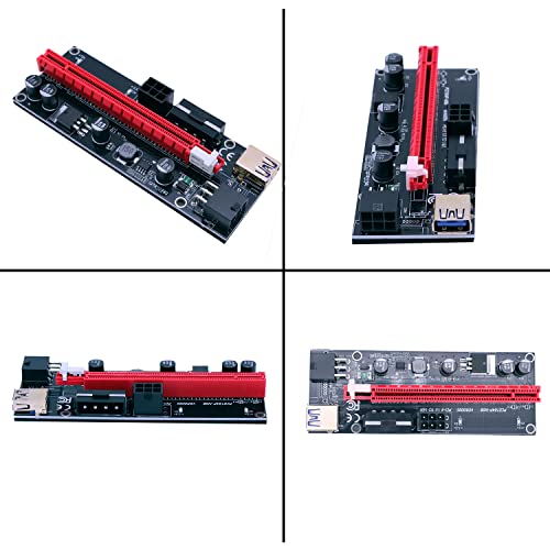 BTBcoin PCI-E Riser 009S GPU Riser Adapter Card PCIE X1 to X16 Extender PCI-Express Riser Cable for Bitcoin Litecoin ETH Coin Mining - 6 Pack