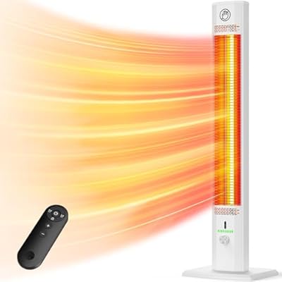 BALKO 42INCH Outdoor Heater, 9 Heat Levels & Smart Timer, Child Safety Lock, IP65 Waterproof Garage Heater, 1500W Infrared Heating,Tip-Over & Overheat Protection, Patio Heaters for Outdoor Use, Indoor