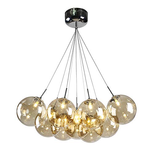 Chandelier moderne 10 boules de verre pour illuminer votre grand salon
