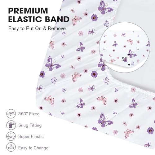 Image of Little Grape Land Pack and Play Sheets Mini Crib Sheets Soft Breathable Pack N Play Sheets, Playard Fitted Sheet 2 Pack Stretchy Fits 38 inchx26 inch Playard Mattress