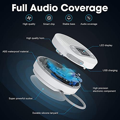 Joymuz Shower Speaker Fm Radio Waterproof Bluetooth 5.0 Wireless Built-In Mic With Suction Cup, 10H Playtime For Home, Beach, Camping, Hiking #TOP4