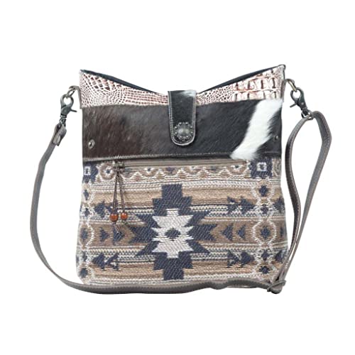 Image of Myra Bag Aztec Purse for Women - Canvas Bag with Real Leather Detailing, Boho Handbags for Women, Cute Western Purse