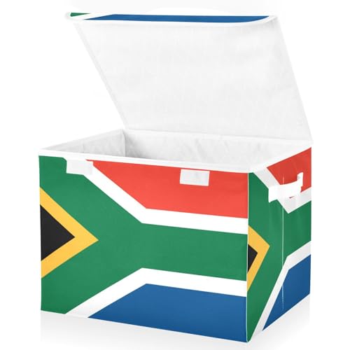 BCFHRGT foldable 40 L storage bins for closet with handles sturdy bed storage containers Christmas for Home Office Organization South Africa Flag South African National