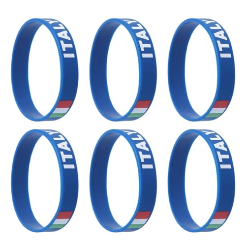 CFEWV 6 Stück Italiana Silikon Armbänder, Italiana Armband, Fanartikel Robuste Armband Mit Italiana Flagge, Sportarmbänder Wm, Für Fan Supporter Fußball Athletics Italy Souvenirs (D)