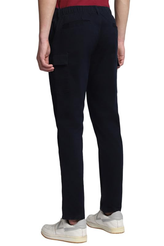 Image of Dennis Lingo Men's Cotton Lycra Full Length Solid Slim Fit Cargo Trousers