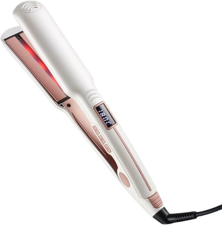 Hair Straightener, 1.38 Inch Flat Iron with Infrared and Ionic Technology, Titanium Plate with Ceramic Coating Dual Voltage Straightener with Heat-Resistant Silicone for All Hair Types