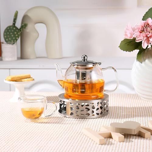 4-Pack Stainless Steel Teapot Warmer with Hollow Frame Design for Home and Office Tea and Coffee Heating - Image 6