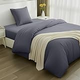 Utopia Bedding Set Copripiumino da 3 Pezzi - Copripiumino 135x200cm, Lenzuolo con Angoli 90x20cm, Federa 80x80cm - (Grigio, Singolo)