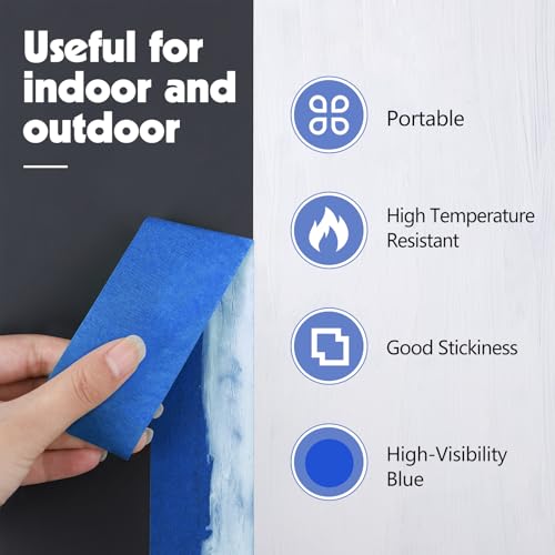 Image of 10Rolls Blue Painters Tape 1.5Inx55Yd Wide Blue Masking Tape for Painting | Sharp Lines Easy to Tear Washi Tape for Wall Painting Automotive Window Trim Crafts Multi-Surface