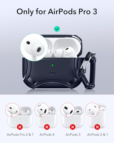Image of ESR for AirPods Pro 3 Case (2025), Compatible with Airpods Pro 3rd Generation (USB-C Cable), Magnetic Lid, MagSafe Ready, Powerful Drop Protection, Cyber Series, Navy Blue