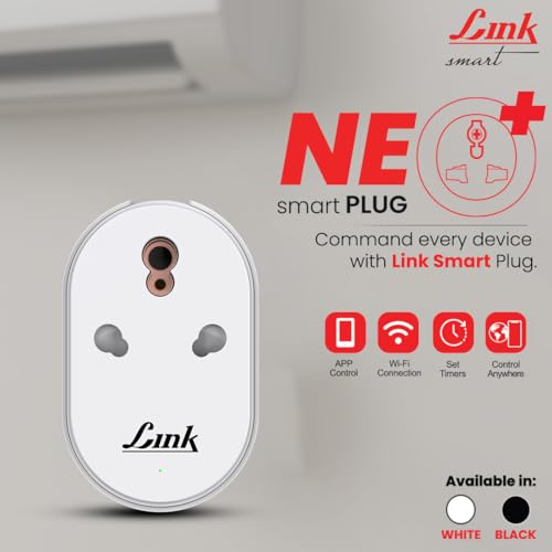 Image of Link NEO+ Wi-fi Smart plug 16A (White) | App Control, Energy Monitoring, Timer & Scheduling | Large Appliances like Geysers, Microwave Ovens, Air Conditioners | Plug & Play Smart Automation