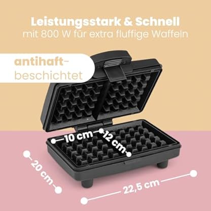 Clatronic® Waffeleisen mit 2 großen Backflächen | Antihaftbeschichtung | Waffeleisen belgische Waffel | stufenlos regelbarer Bräunungsgrad | Belgisches Waffeleisen | Waffle Maker | WA 3606 – Bild 5