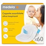 Medela Coppette Assorbilatte Ultratraspiranti, Altamente Assorbenti, Design Discreto per Uso Confortevole, Confezione da 60 Pezzi