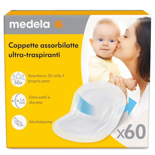 Medela Coppette Assorbilatte Ultratraspiranti, Altamente Assorbenti, Design Discreto per Uso Confortevole, Confezione da...