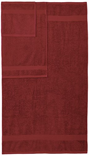 Amazon Basics 6-Piece Fade Resistant Bath, Hand And Washcloth Towel Set - Crimson #TOP3
