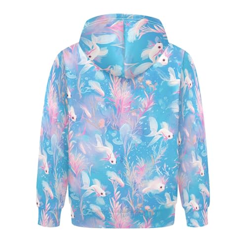 KLL Aquarium Scene Axolotl Sea Unisex Girls Boys Sweatshirt Long Sleeve Pullover Hoodies with Kangaroo Pocket2