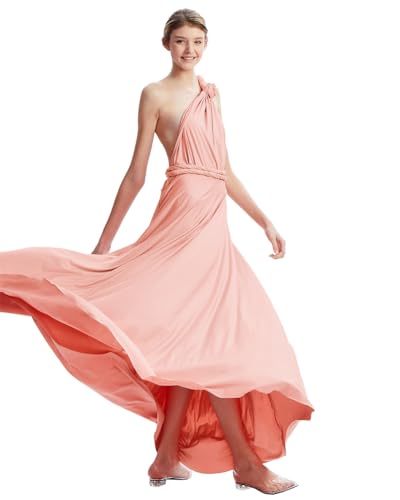 Image of Multi-Way Wrap Infinity Maxi Dress for Bridesmaids & Wedding Guest | 31 Colors for All Wedding Themes, One Size & Plus, 1 Dress for Any Events, Evening, Prom, Gala, Non-See-Through, Wrinkle-Free