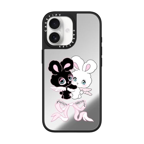 CASETiFY �~���[ iPhone 17 �P�[�X [����(�X�}�z�J�o�[) / MagSafe�Ή�/�w��h�~] - �V���o�[ (�u���b�N�o���p�[) - Angel Bunnies
