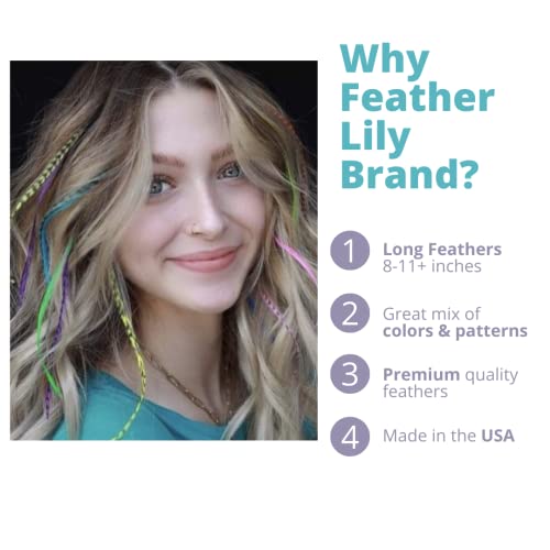 Hair Feathers And Tool Kit, Natural And Turquoise Feather Extensions With Beads, Loop Tool And Pliers #TOP6
