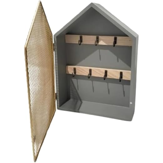 Decorative Hut Wooden Key Cabinet Holder - Grey