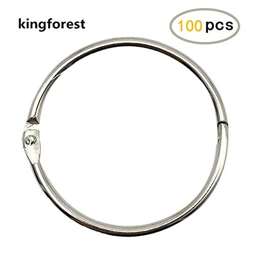 kingforest 100PCS Loose Leaf Binder Rings,1 Inch, Silver,Nickel Plated Steel Book Rings,Key Rings, for School, Office,or Home