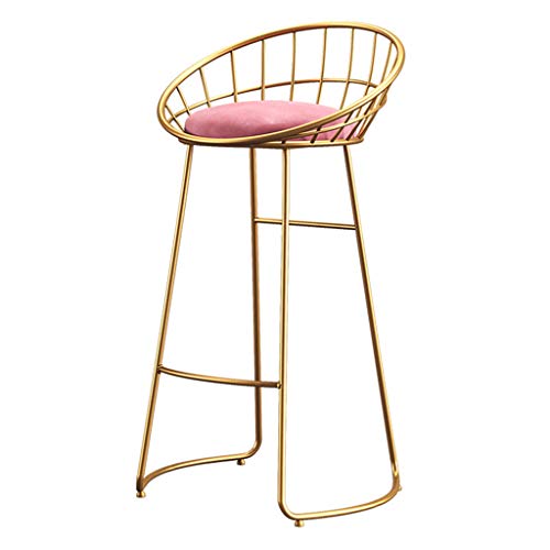 Taburete moderno para bar, restaurante, cafetería, hogar, terciopelo, acolchado, patas de metal, altura del asiento: 74,9 cm, carga máxima: 150 kg