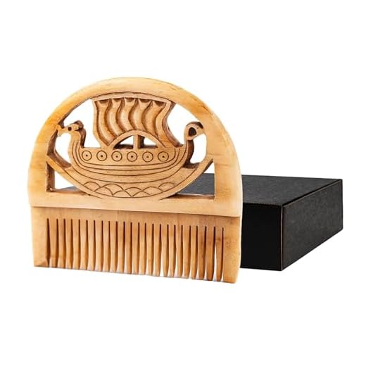 Norse Tradesman Authentic Viking Bone Comb for Beard and Hair - Pocket Sized, Hand-Carved Norse Longship Design