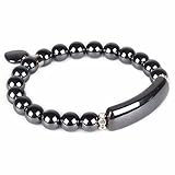 Natural Hematite Gem Semi Precious Gemstone Love Heart Charm Stretch Bracelet