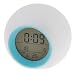 Ruilogod Forma Redonda 7 Cambio de Color LED LCD Digital Alarma Termómetro Reloj