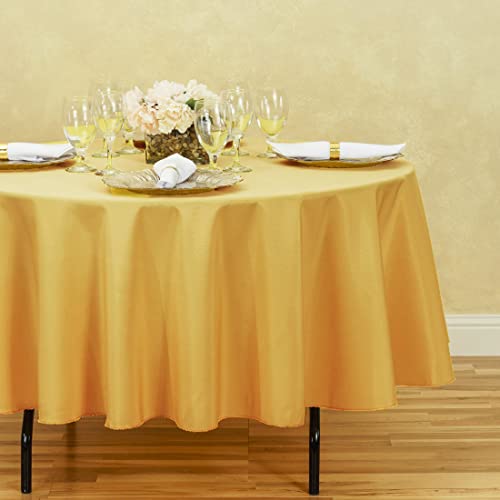Linentablecloth Round Polyester Tablecloth, 90-Inch, Gold #TOP1
