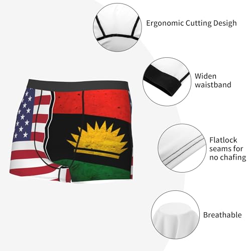 American Flag and Biafra Flag Men's Elastic Boxer Briefs Adult Flat Corners Underpants Swimming Underwear2