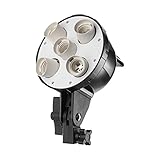 Fovitec StudioPRO - 5 Light Socket Head With Umbrella Mount - [Continuous Lighting][Fits Five CFL Bulbs][Standard 3 Prong Power Cord Included Only]