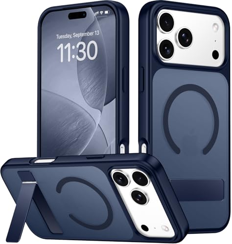 Coque magnétique pour iPhone Pro Max avec béquille invisible antichoc SPIDERCASE bleue