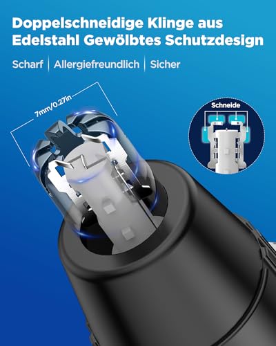 Nasenhaartrimmer Herren, 3 In 1 Nasenhaarschneider mit LED Akku Anzeige,USB-C Nasentrimmer Ohrhaartrimmer Augenbrauenrasierer,für Männer & Frauen,Gesichtshaarentferner Doppelklingen Schmerzfreier IPX7 4