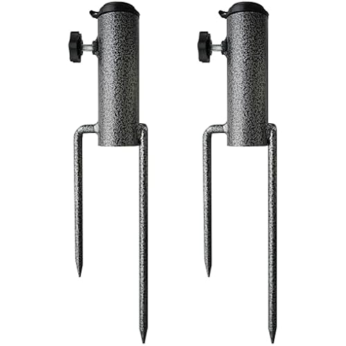 AMMSUN Adjustable Portable Umbrella Base, Upgraded Heavy Duty Metal Holder-Stand-Sand Grass Auger,for Flag, Umbrella, Fishing Rod, Outdoor Park Patio Beach Ground Ideal for Use in Soil, Grass