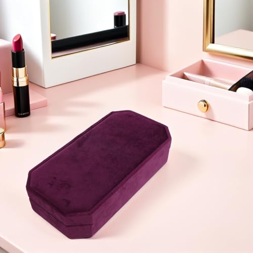 Coffret de rangement élégant octogonal en velours violet - 7