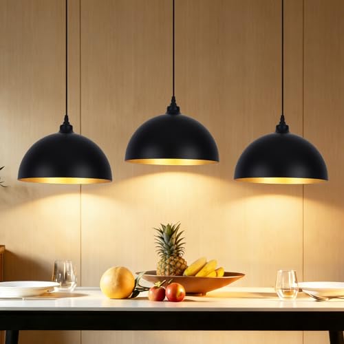 3-Pack Black Pendant Lights for Kitchen & Dining