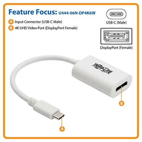 Adaptateur USB-C vers DisplayPort 4K compatible Thunderbolt 3 câble blanc - 5