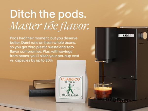 Terra Kaffe Demi Compact Fully Automatic Espresso Machine - Roaster-Approved Espresso Settings - Barista-Level Quality with Built-In Grinder - Coffee Machine - Slate - Image 6