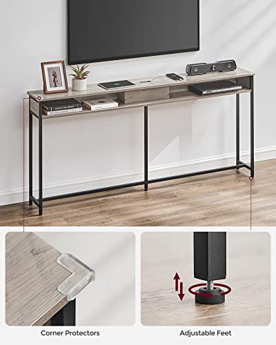 Vasagle Narrow Console Table - 70.9 Inch Sofa Table With 2 Outlet And 2 Usb Ports, Long Entryway Table For Hallway, Behind The Couch, Home Office Or Living Room Ulnt118B02 #TOP7